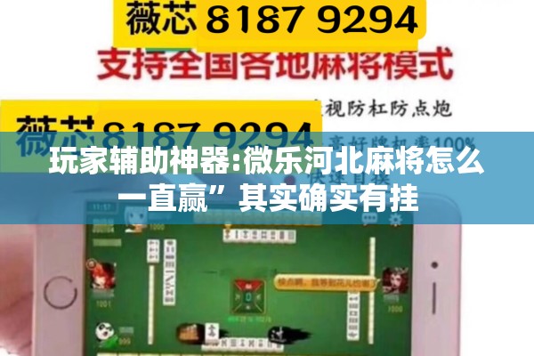 玩家辅助神器:微乐河北麻将怎么一直赢”其实确实有挂