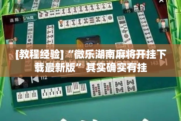 [教程经验]“微乐湖南麻将开挂下载最新版	”其实确实有挂