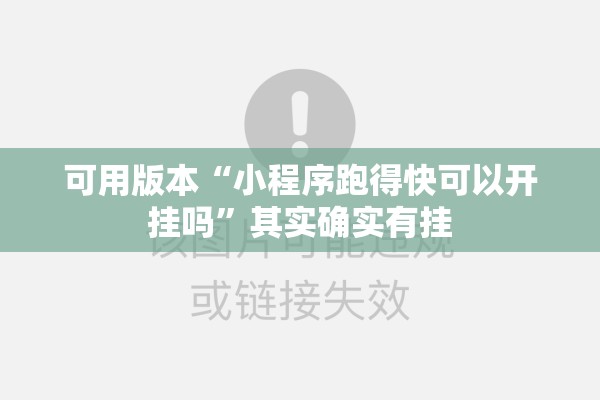 可用版本“小程序跑得快可以开挂吗”其实确实有挂