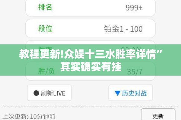 教程更新!众娱十三水胜率详情”其实确实有挂