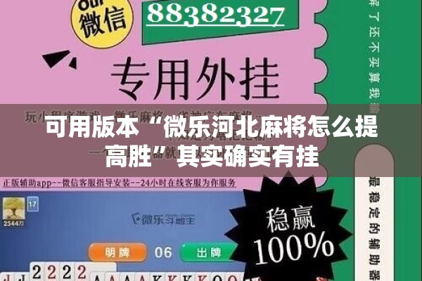 可用版本“微乐河北麻将怎么提高胜	”其实确实有挂