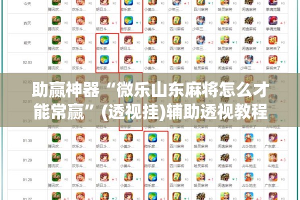 助赢神器“微乐山东麻将怎么才能常赢”(透视挂)辅助透视教程