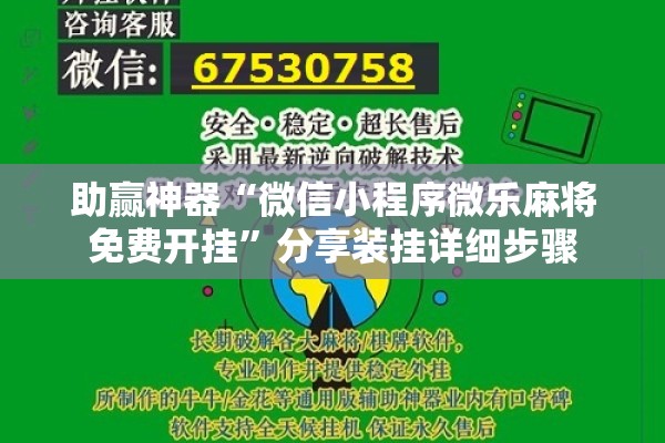 助赢神器“微信小程序微乐麻将免费开挂”分享装挂详细步骤