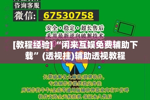 [教程经验]“闲来互娱免费辅助下载”(透视挂)辅助透视教程